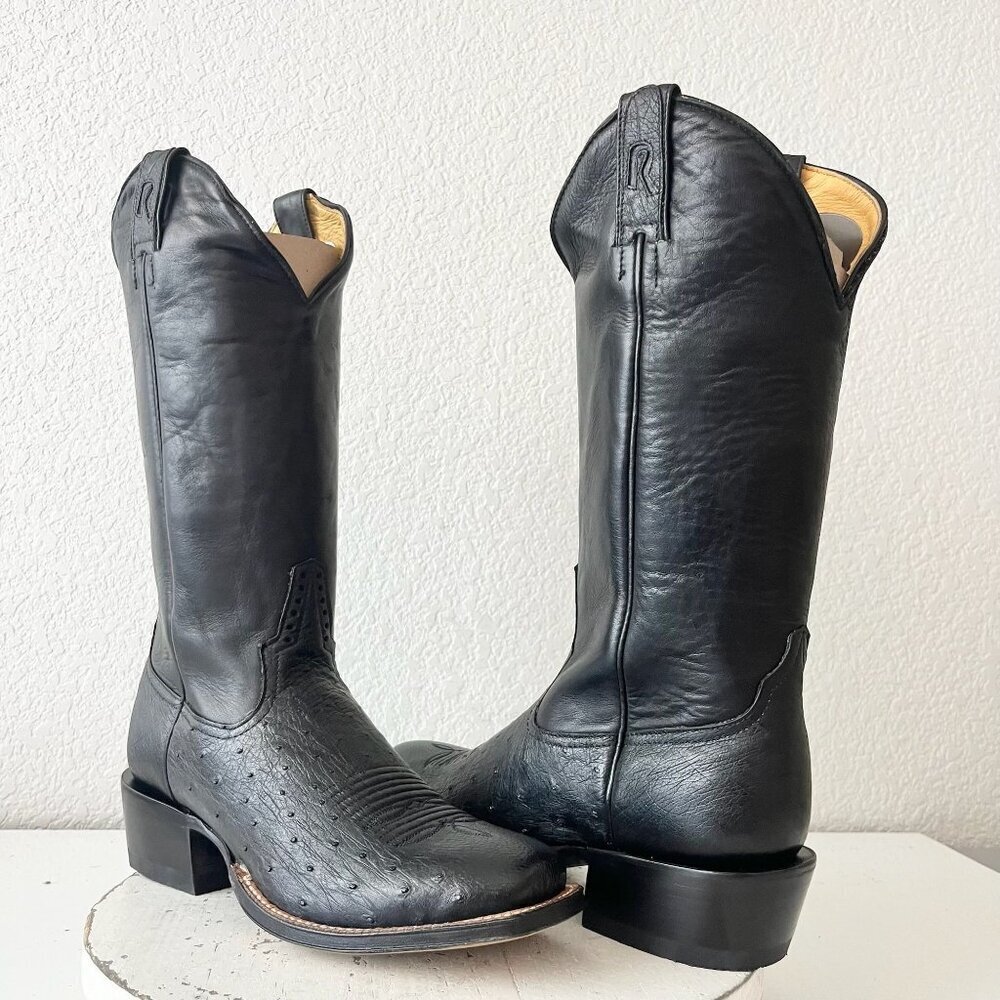 NEW Rod Patrick Womens Cowboy Boots 9.5B Black Smooth Ostrich Western Cowgirl